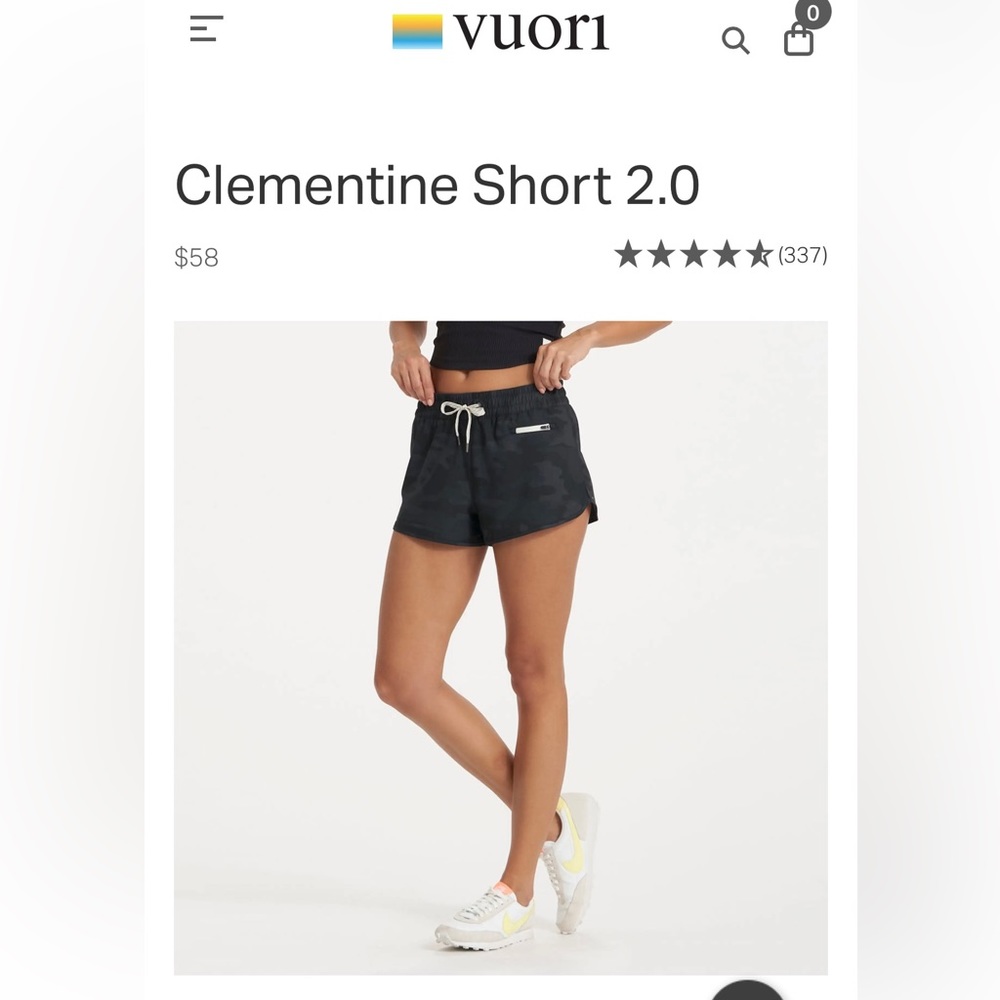 Vuori Clementine running shorts Camo
